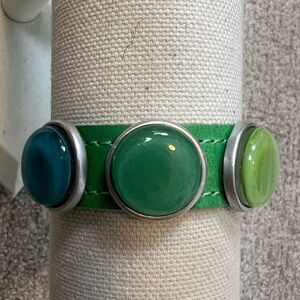 Handmade Leather and Glass Bracelet